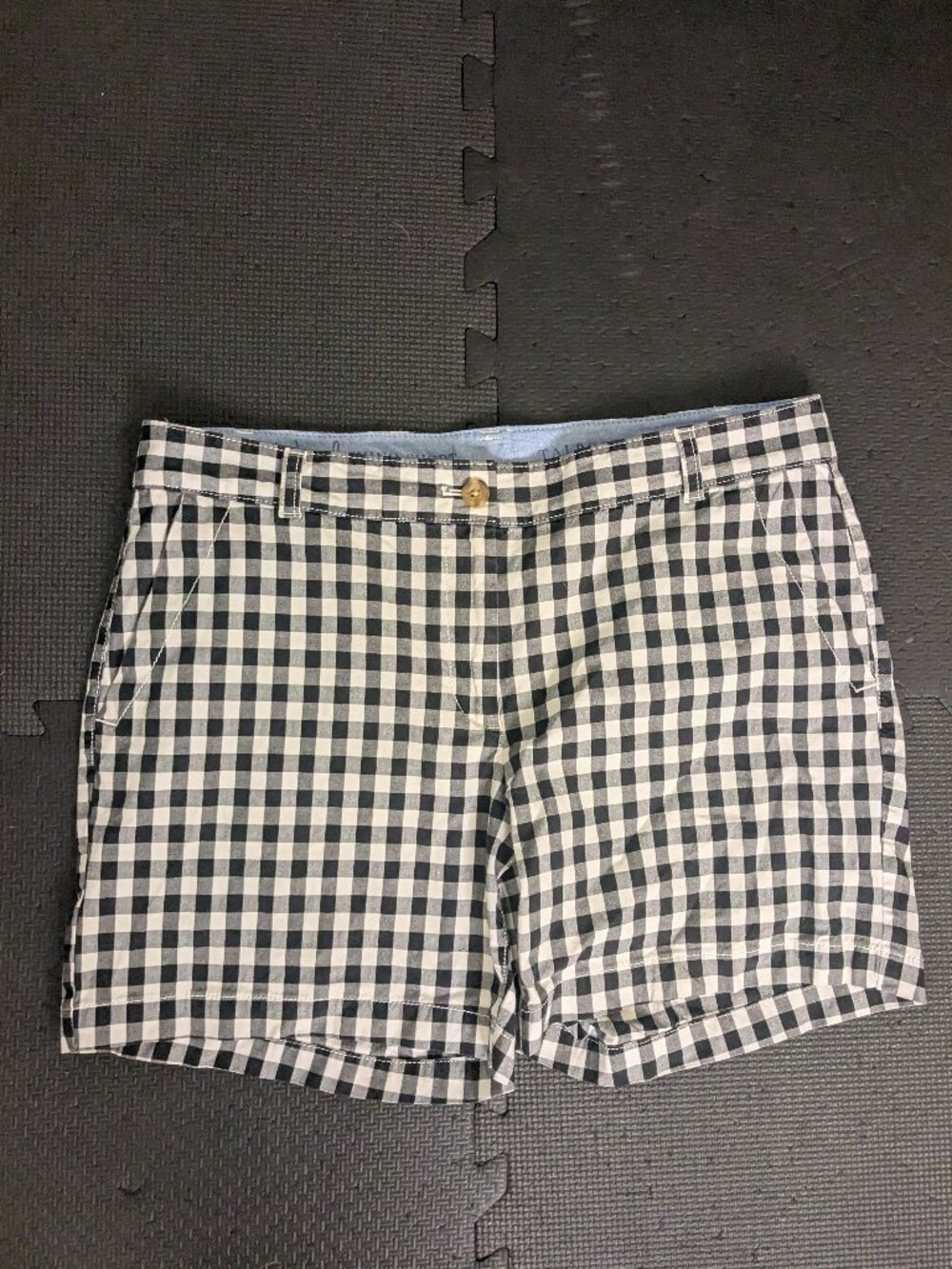 talbots black and white gingham the weekend chino shorts 12P summer petite